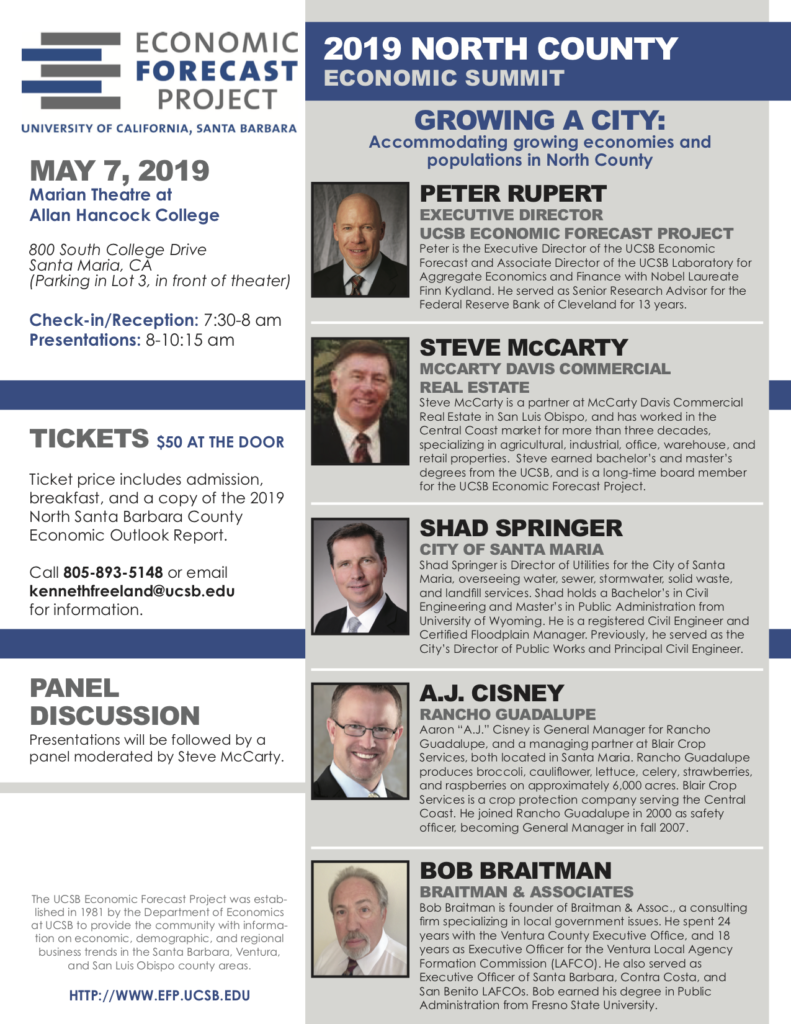 Economic Forecast Project UCSB May 16, 2019 Central Coast